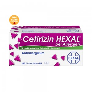 1+1 Cetirizin HEXAL bei Allergien (100 stk) 안티알레르기 100정/ 알레르기 치료효과