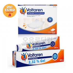 볼타렌 디클로페낙이 함유된 통증완화 겔 180g + 통증완화패치 5매입 Voltaren Gel 23.2 mg/g, 180g, and Pack of 5 Pain Plasters